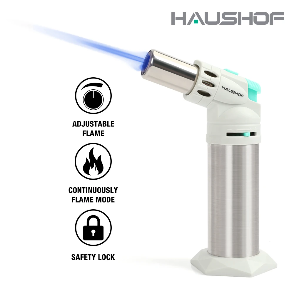 HAUSHOF Refillable Kitchen Torch Adjustable Flame for DIY Creme Brulee BBQ Baking Butane Gas Not Included gas welding torch brass pencil flame torch map pro adjustable