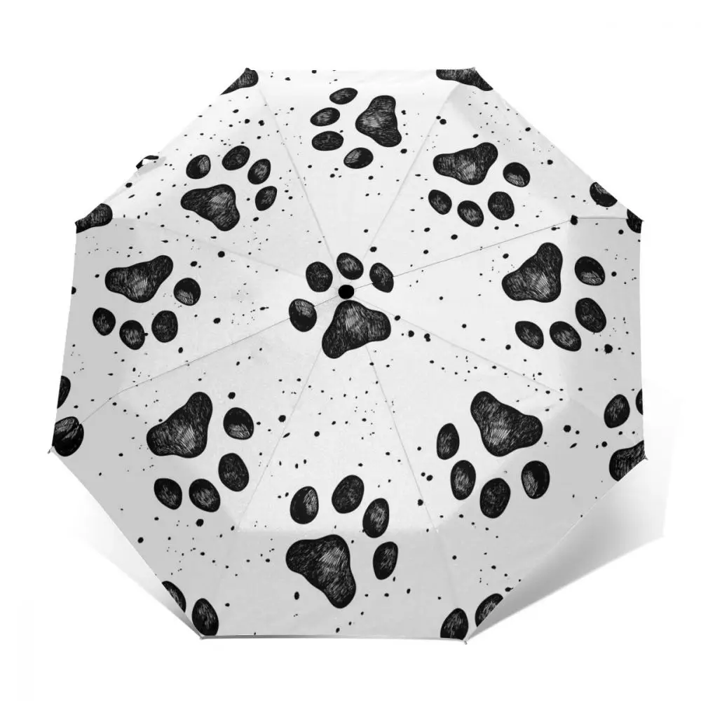 

Wind Resistant Folding Automatic Umbrella Women Auto Sketches Of Dog Paw Prints Windproof Umbrellas Rain For Men Parasol