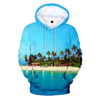 

Beautiful Sunset Beach Coconut Tree Ocean Hoodies 3D Sweatshirt Men Women Hooded Harajuku Hot sale High street Men's Tops XXS-4X