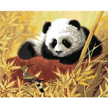 

Panda And Bird Oil Painting Paint By Number Kits For Adults Kids DIY Modern Wall Art Decors