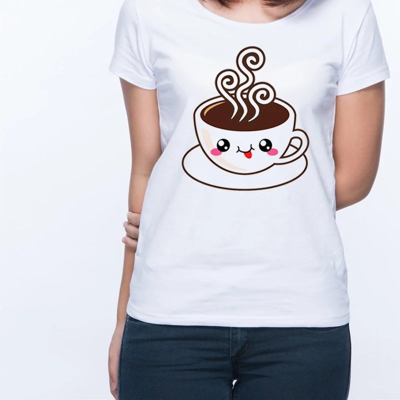 

tshirt kpop Cartoon Mug graphic t shirts tees korean kawaii Coffee Cup t shirt women 90s aesthetic clothes summer white top tops