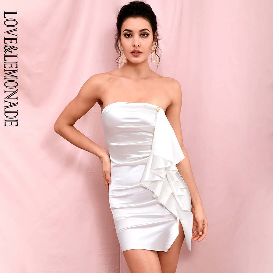 white tube top dress