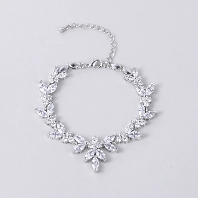 Новое поступление кубического циркония кристалл свадебные браслеты для женщин Свадебные украшения в родии серебро/розовое золото/желтое золото цвета