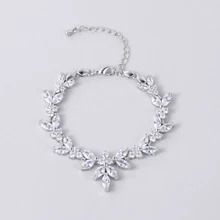 Новое поступление кубического циркония кристалл свадебные браслеты для женщин Свадебные украшения в родии серебро/розовое золото/желтое золото цвета