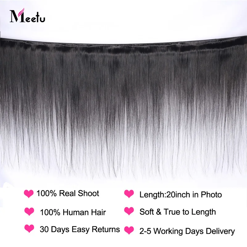 Meetu бразильские прямые пучки волос не Remy человеческие волосы для наращивания натуральный цвет 8-28 дюймов 3 пучка по цене