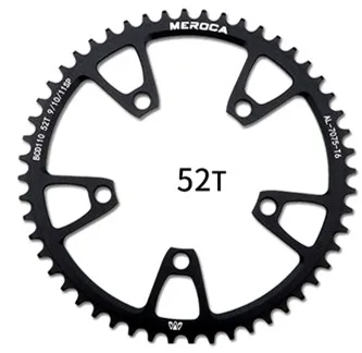 MEROCA 5 Когти 110BCD складной дорожный велосипед Кривошип цепное колесо положительные и отрицательные зубы один диск большой 50/52/54/56/58 т пластина - Цвет: 52T BLACK
