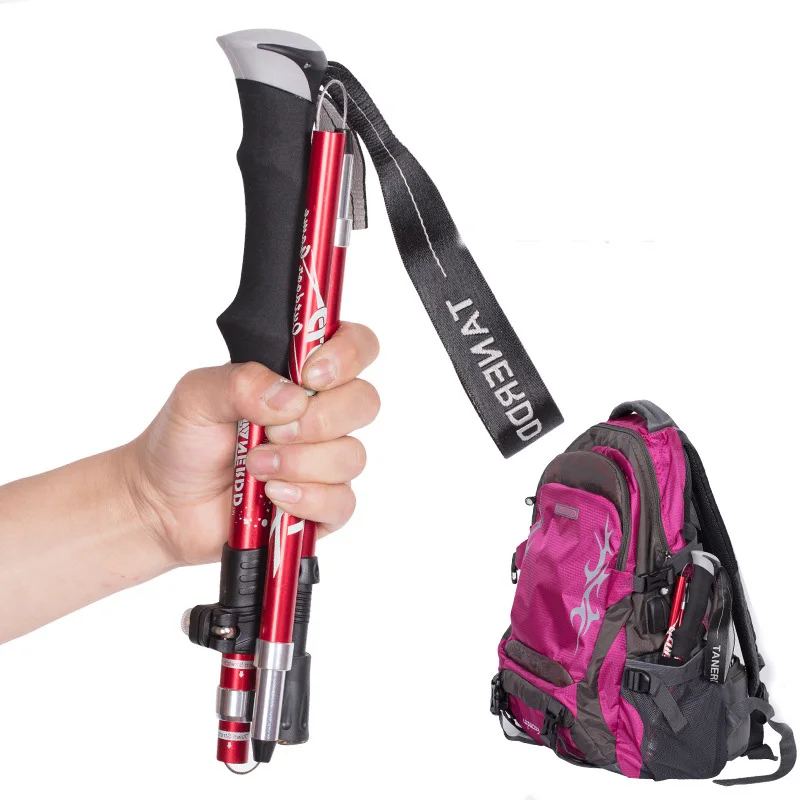 

Trekking Pole Aluminum Folding Telescopic Outdoor Handcuffs Hiking Climbing Adjustable Walking Sticks Can Prevent Waist Injuries