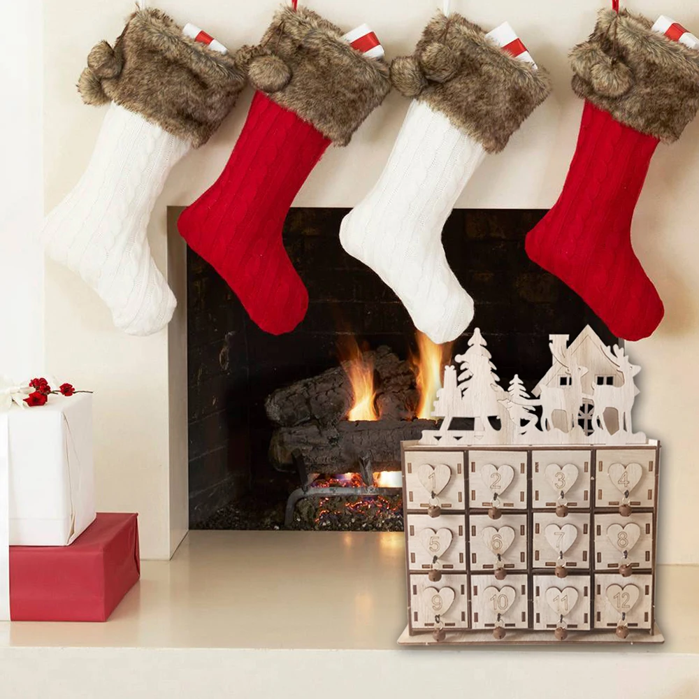 

New Christmas Calendar Storage Box Creative Wooden Box Decoration Decorations Storage Box Jewelry Box