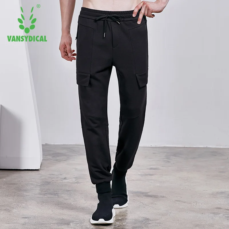 

2018 Autumn And Winter Gymnastic Pants Men's Running Casual Sports Pants Solid Color Cool Large Pocket Trend Sweatpants Pure Cot