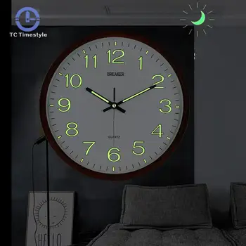 

Wall Clock Luminous 12 Inch Nordic Retro Mute Scan Home Living Room Bedroom Office Decoration Clocks