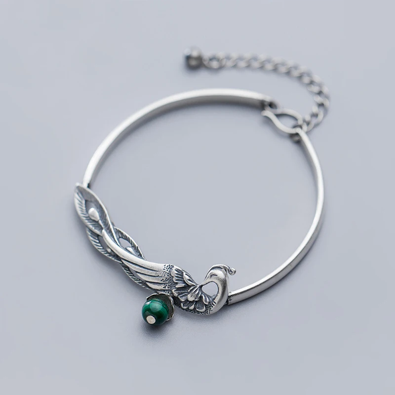 MloveAcc, Ретро Серебряный браслет для женщин, 925 пробы, серебряный, винтажный, Павлин, браслеты, серебро,, для женщин