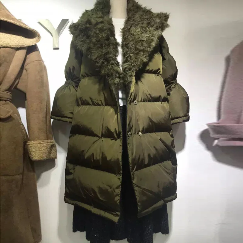 

Aiyu ai yu Cotton Coat Women's Korean-style Loose-Fit BF South Korea Lambs Wool Fold-down Collar Cotton-padded Jacket Thick Warm