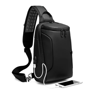 

Men New Crossbody Bag for 9.7" iPad Short Trip Chest Pack USB Charging Waterproof Shoulder Messenger Bag Male Sports Sling Bag