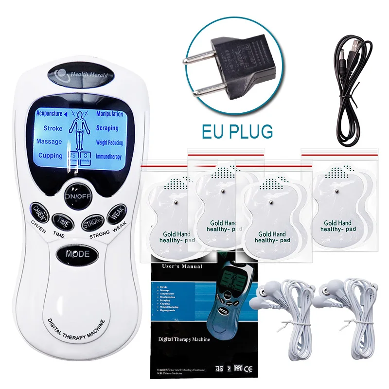 Акупунктура для похудения баночный массажер стимулятор мышц нерва цифровое устройство для физиотерапии массаж груди - Цвет: EU Plug