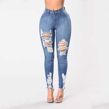 

2020 Slim Jeans for Women Skinny High Waist Jeans Woman Blue Denim Pencil Pants Stretch Waist Women Jeans Pants Calca Feminina