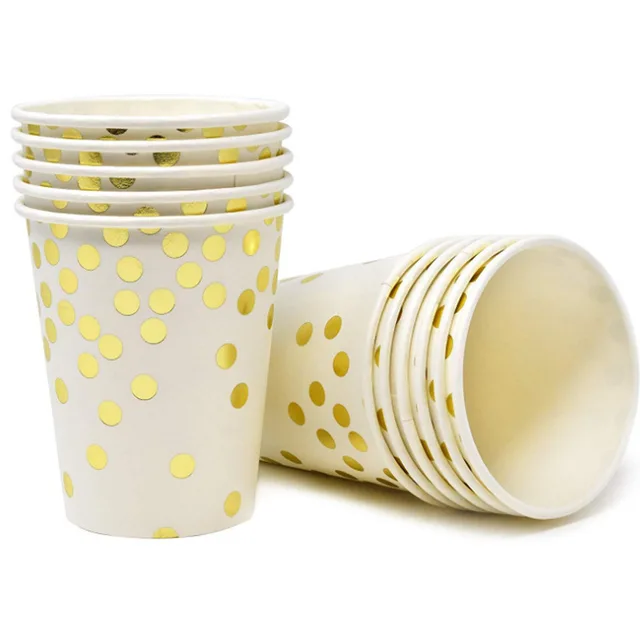 Wedding gold party bronzing dots disposable dishes decorations stamping plate disposable cup anniversaire decoration collection Cup-10pcs