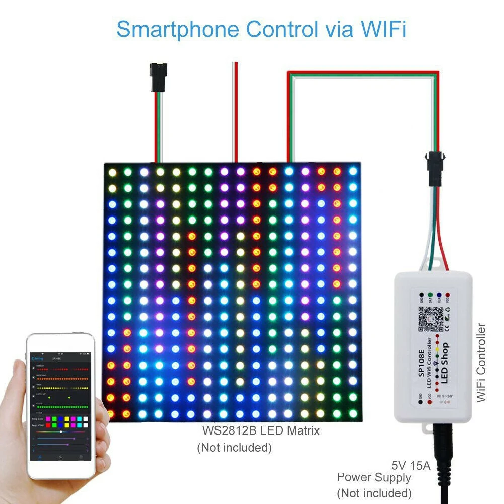 SP108E wifi 2048 пикселей портативный светодиодный контроллер смартфон RGB лента с диммером WS2811 WS2812B аксессуары Регулируемая Волшебная DC5-24V