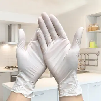 

100Pcs Disposable Rubber Latex Gloves White Non-Slip Household Cleaning Products