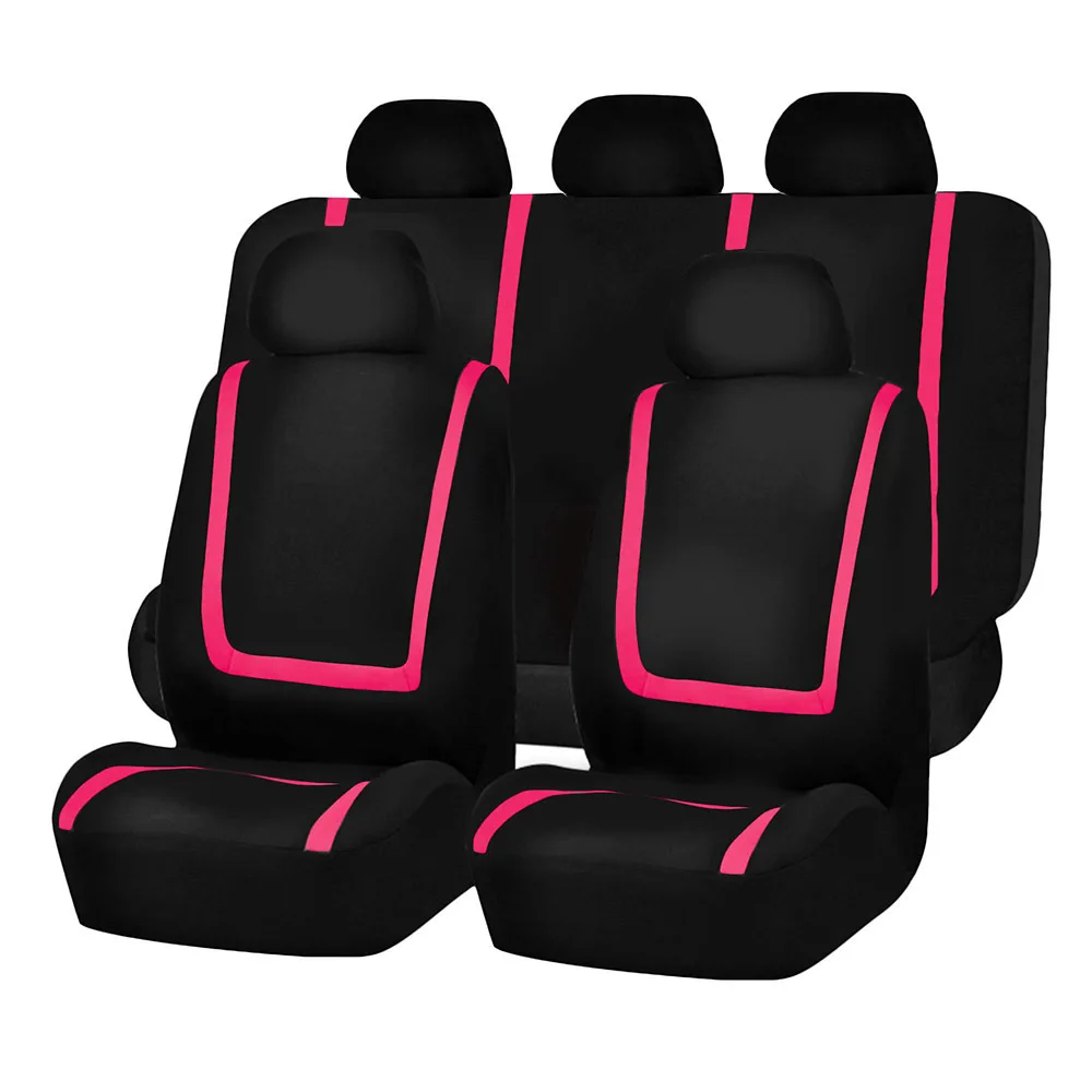Полный комплект автомобильных чехлов для сидений Универсальный Размер, Автомобильные Защитные чехлы для сидений высокого качества авто салонные аксессуары Бежевый для Lada Largus - Название цвета: pink 9-piece