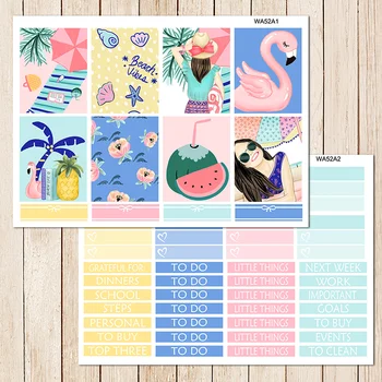 

7pcs/pack Island Travel Weekly Label Decorative Stationery Sticker DIY Planner Diary Scrapbooking Album Stickers