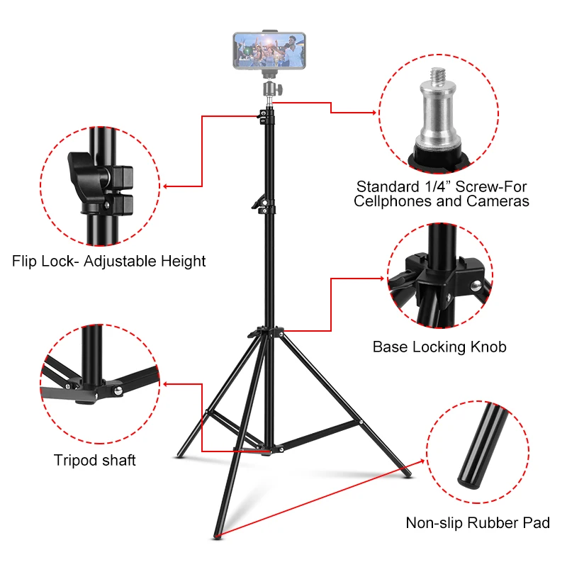 Portable Aluminum Phone Camera Live Brodcast Tripod Stand Mount Digital For Phone Ipad Ring Fill Light Remote Control