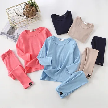 

Children's wear pajamas suits baby suits kids clothes toddler boys girls casual solid color cotton tops pants suits home service