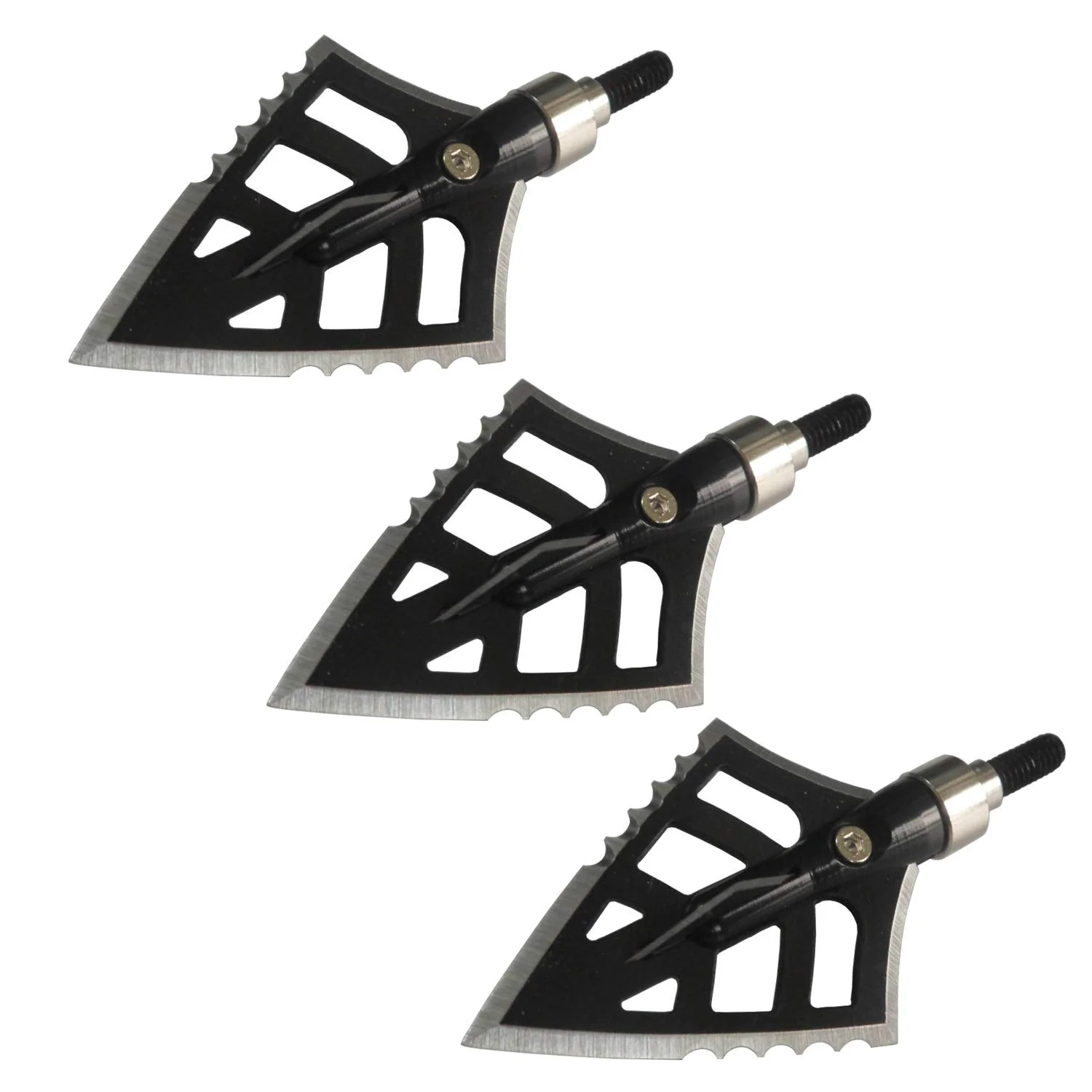 3 PCS Devil Stainless Steel Serrated Broadheads 4 Blade Arrow 125 Grain