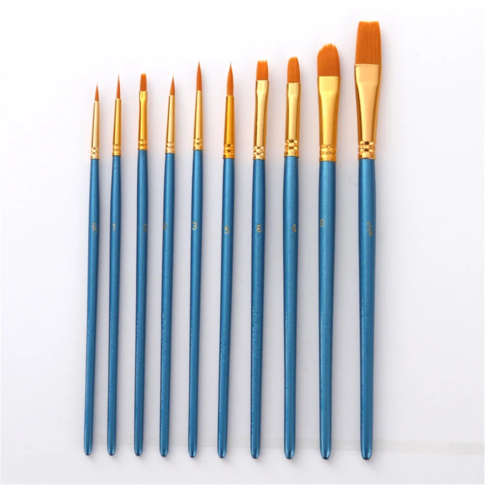 

10pcs Nylon Hair Paint Brush Set Artist Watercolor Oil Brush for Children Students Kawaii Stationery Art Painting Supplies