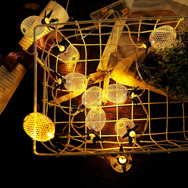 1,5/3M ананас Форма светодиодный гирлянды 10 светодиодный осветительные струны Батарея работает в ретро-стиле из розового золота фестиваль Свадебная вечеринка Декор