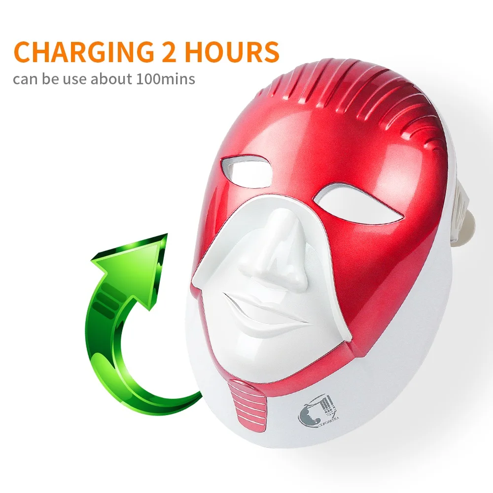  LED Mask Beauty Device Rechargeable 7 Colors Led Mask With Neck Skin Care Wrinkle Acne Removal Skin - 4000156165401