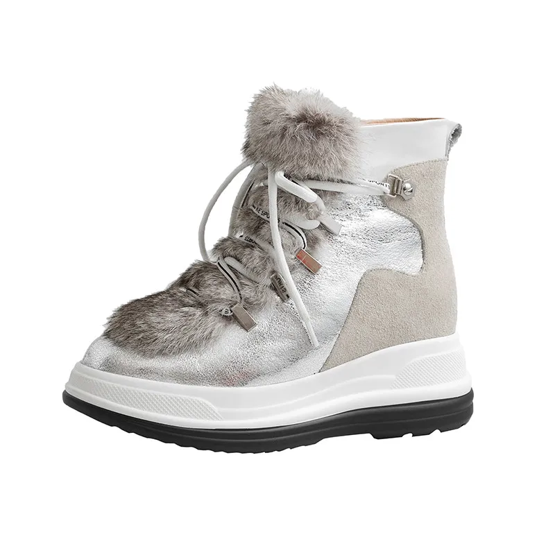 Зимние ботинки; большие размеры 34-42; женские ботильоны для женщин наивысшего качества; теплая зимняя обувь из плюша - Цвет: Silver