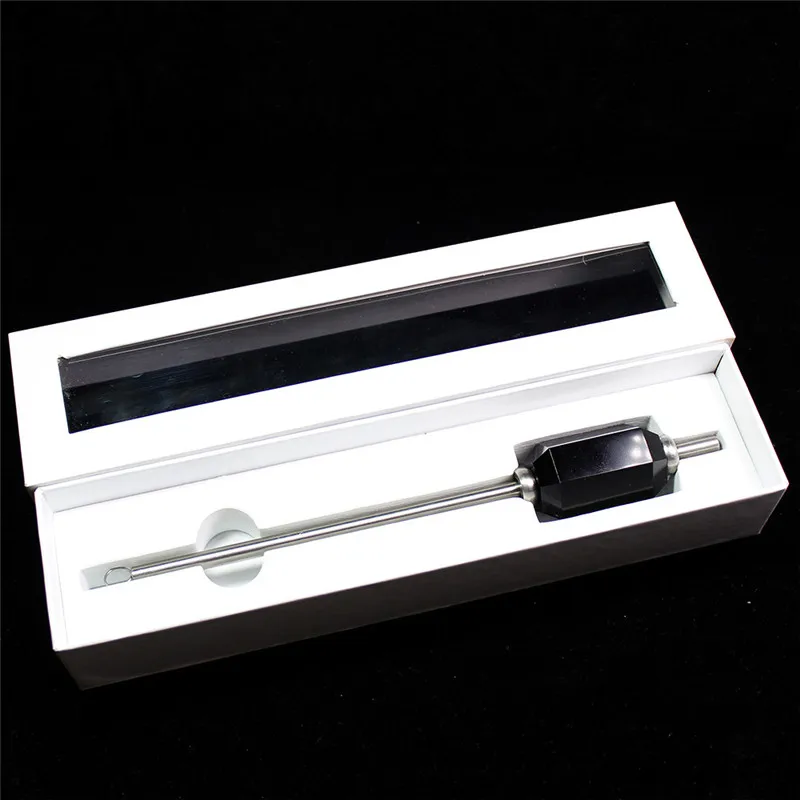 New Eco-friendly Collapsible Amethyst/Rose quartz Clear Crystal drink straw Reusable Stainless Steel Straw With Brush - Цвет: obsidian