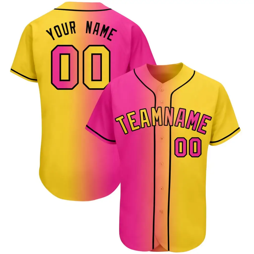 Personalized Baseball Jersey Shirt, 3D All Over Print Gradient Color D