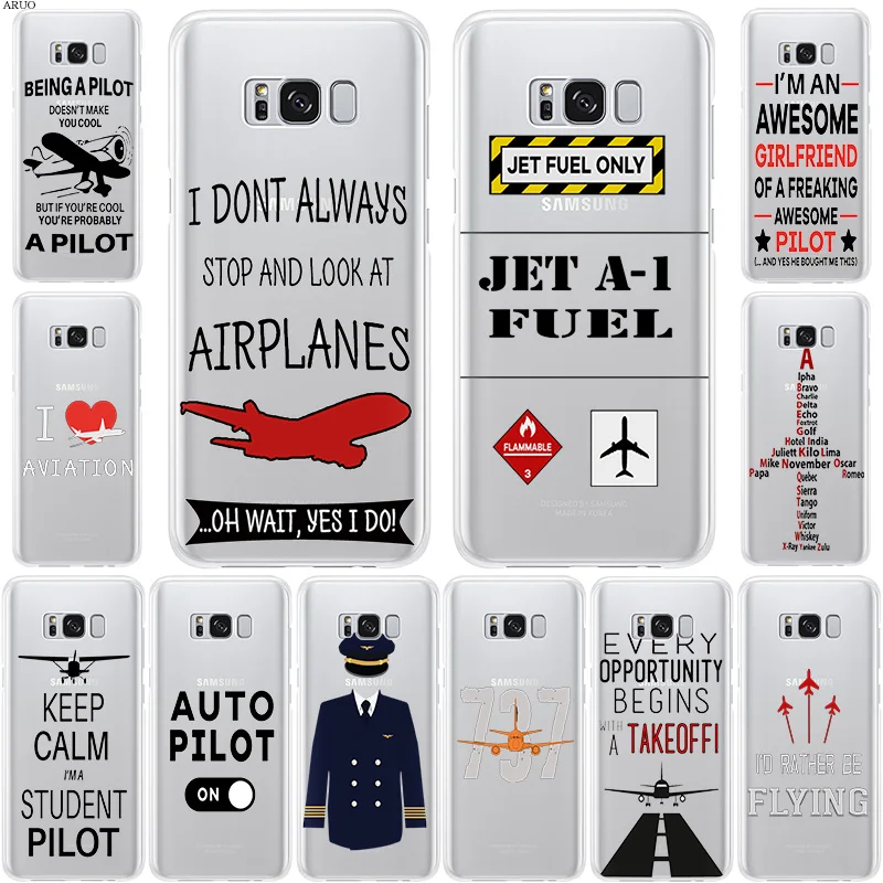 

Aircraft Airplane Pilot Helicopter fly Soft Phone Case for Samsung Galaxy Note10 9 S10 M40 M30 M20 M10 C10 clear Silicone cover