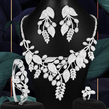 

SPARKLING 4PCS Luxury Peacock Flowers Jewelry Sets For Women Wedding African Indian Cubic Zircon Dubai Bridal Jewelry 2020