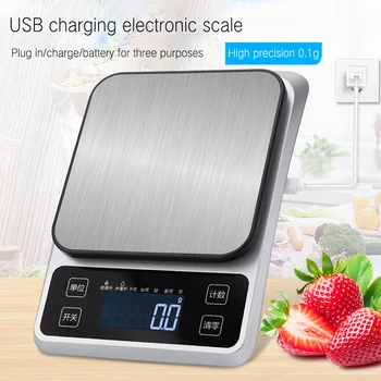 

LCD Digital Electronic Kitchen Scale 3kg/0.1g Kitchen Baking Weight Balance USB Scale Food Scale Balance Cooking Measure Tool