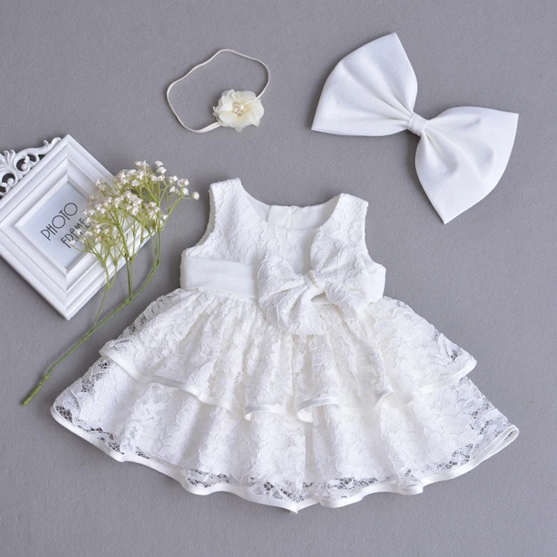 Dress Set Кружевное платье для маленьких девочек; белое Болеро; одежда для крещения; одежда для дня рождения; платье подружки невесты с цветочным узором для девочек; платье на крестины для новорожденных - Цвет: Dress Set