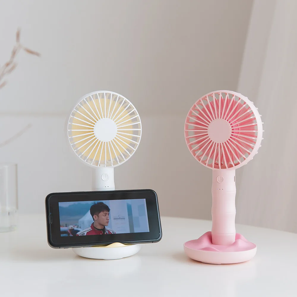 

KBAYBO Mini Handheld Rechargeable Fan Of 2000 Mah Portable Air Cooling USB Mini Hand Fan With Base 3 Speed USB Fan Of Desktop