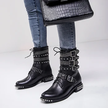 

Women boots natural leather upper ankle boots for women autumn and winter velvet online celebrity Knight boots platform boots