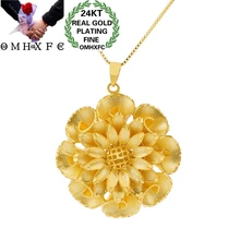OMHXFC Европейская мода женщины вечерние день рождения свадьба подарок Винтаж солнце цветок 24KT золотое ожерелье с подвеской Шарм PN327