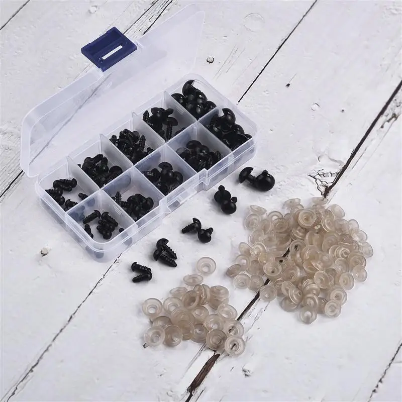 100Pcs 6-12mm DIY Doll Eyes Black Plastic Crafts Safety Eyes for Teddy Bear Soft Toy Animal Doll Amigurumi DIY Accessories