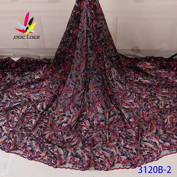

Tissu Sequin Lace Fabric Wine Red Color Sequence Nigerian Latest Design Style Green Color African French High End Best Selling