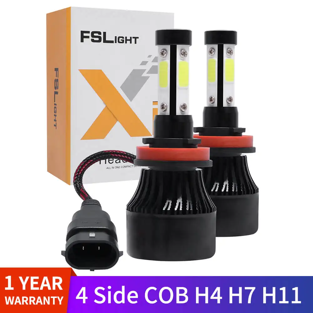 Светодиодный налобный фонарь YIRAY 4 боковых люменов COB 72 Вт 16000lm H4 H7 H11 H13 9005 9006 9012 9007 12