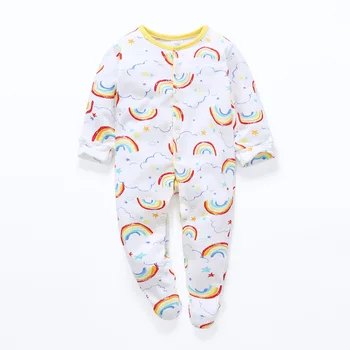 

Baby Clothes One-Piece Footie Pajamas with Rainbow Pattern Baby Cotton Sleepwear Outfit 0-12 Months