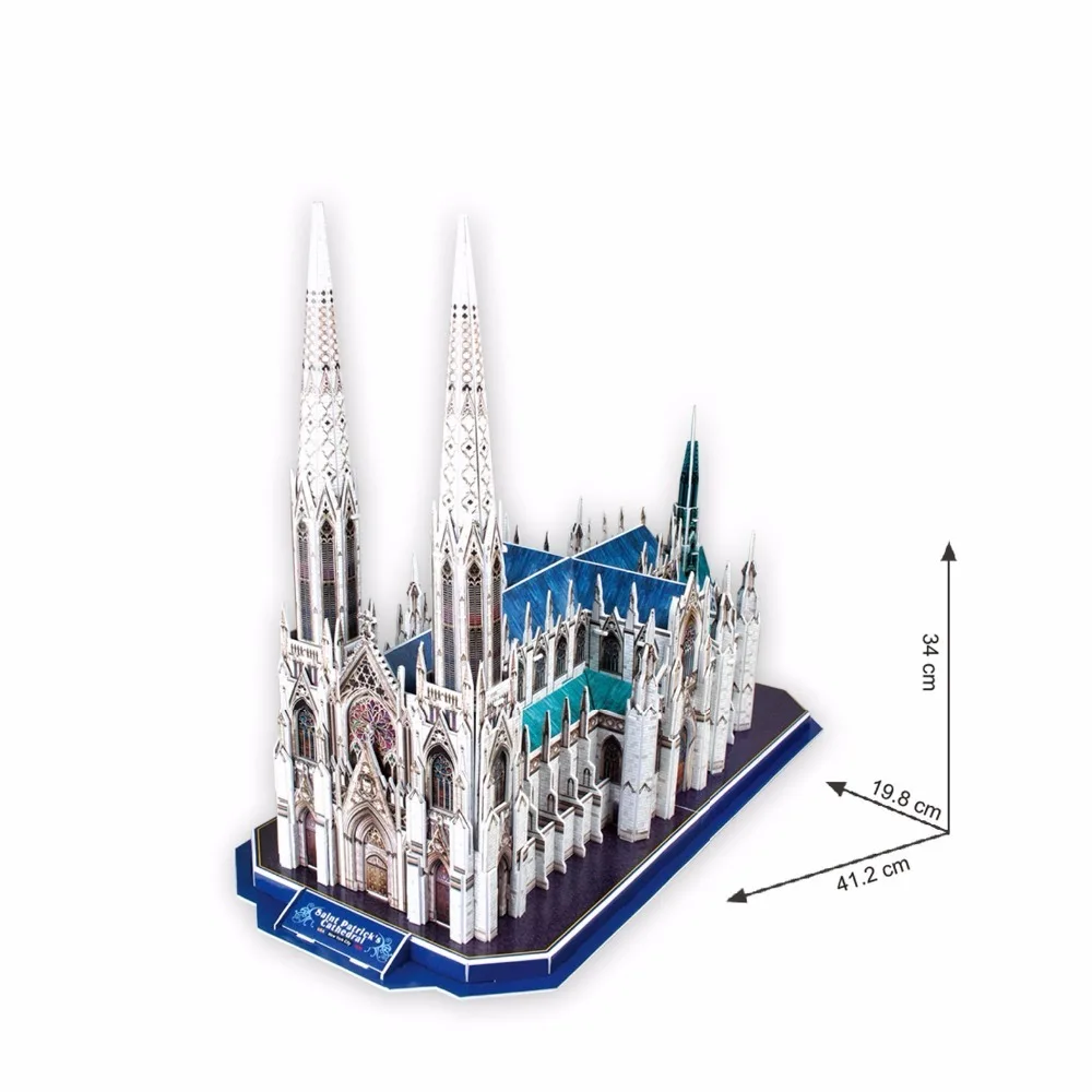 Classic Jigsaw Puzzle New York St Patrick's Church DIY Enlighten Construction Brick Toys Scale Models Sets City For Children