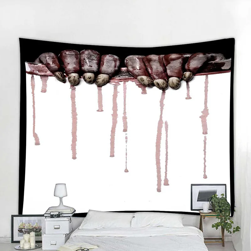 

Halloween bloody palm polyester print tapestry
