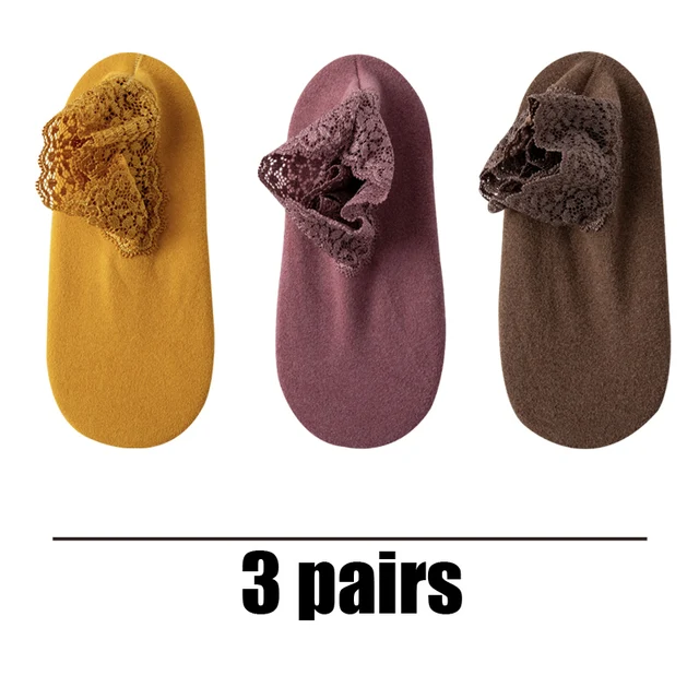 3 Pairs Women Winter Socks Warm Thicken Thermal Soft Solid Color Socks Wool Cashmere Snow Boots Velvet Lace Home Floor Sock Green