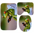 Funny 3D Frog on Toilet Shower Curtain Set Porcelain Tree Frog Bathroom  Curtain Kid Bath Mats Rugs Carpet Home Decor Accessories