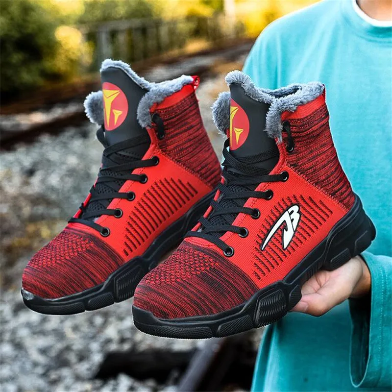 Steel-toed Boots Men's Women's Winter Warm and Comfortable Industrial Structure Non-slip Tennis Indestructible Work Safety Shoes