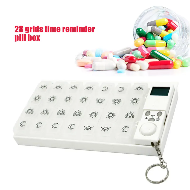 28 Grids Weekly Pill Box 7 Daily Medicine Pill Case Organizer Led Timer